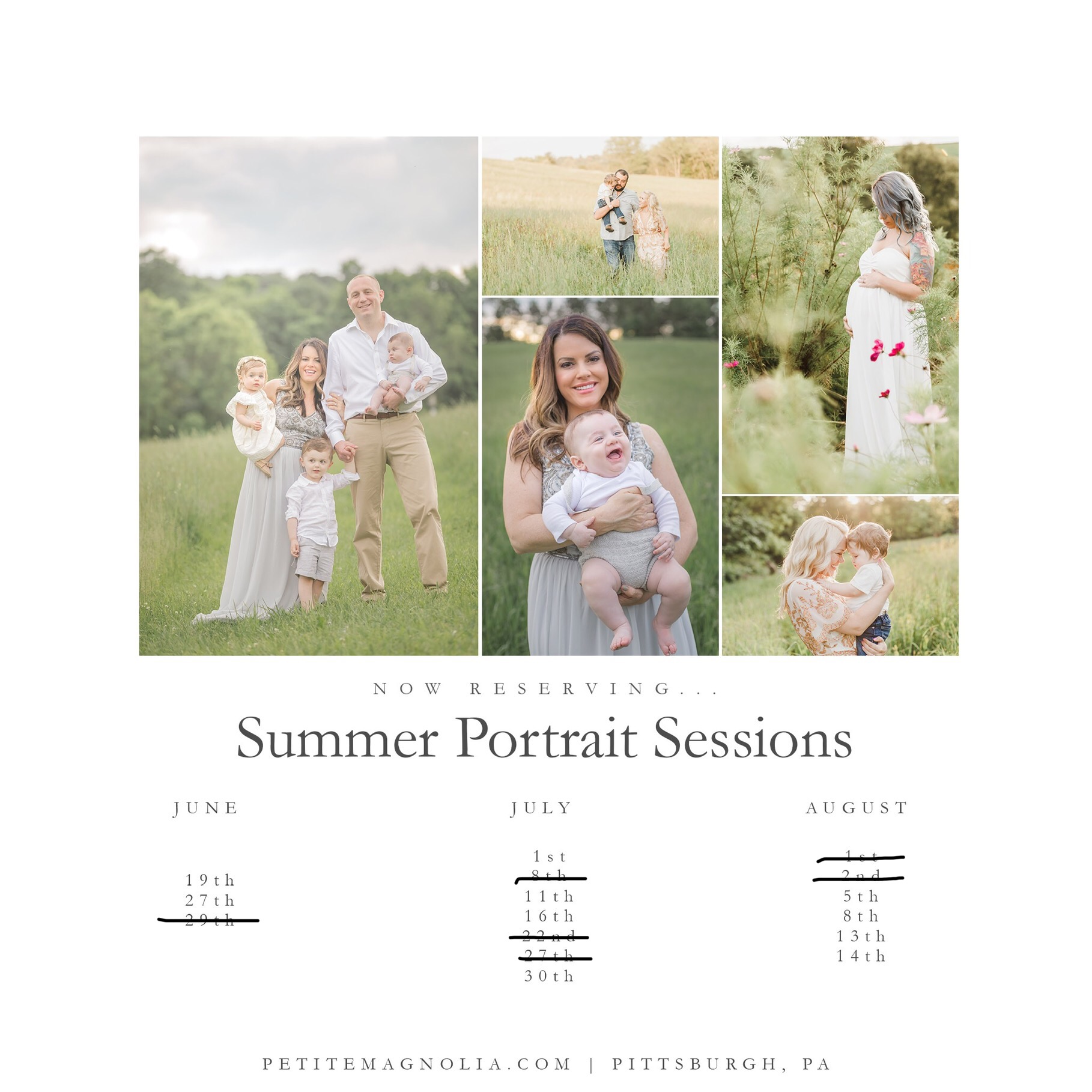 summer sunset portrait session calendar