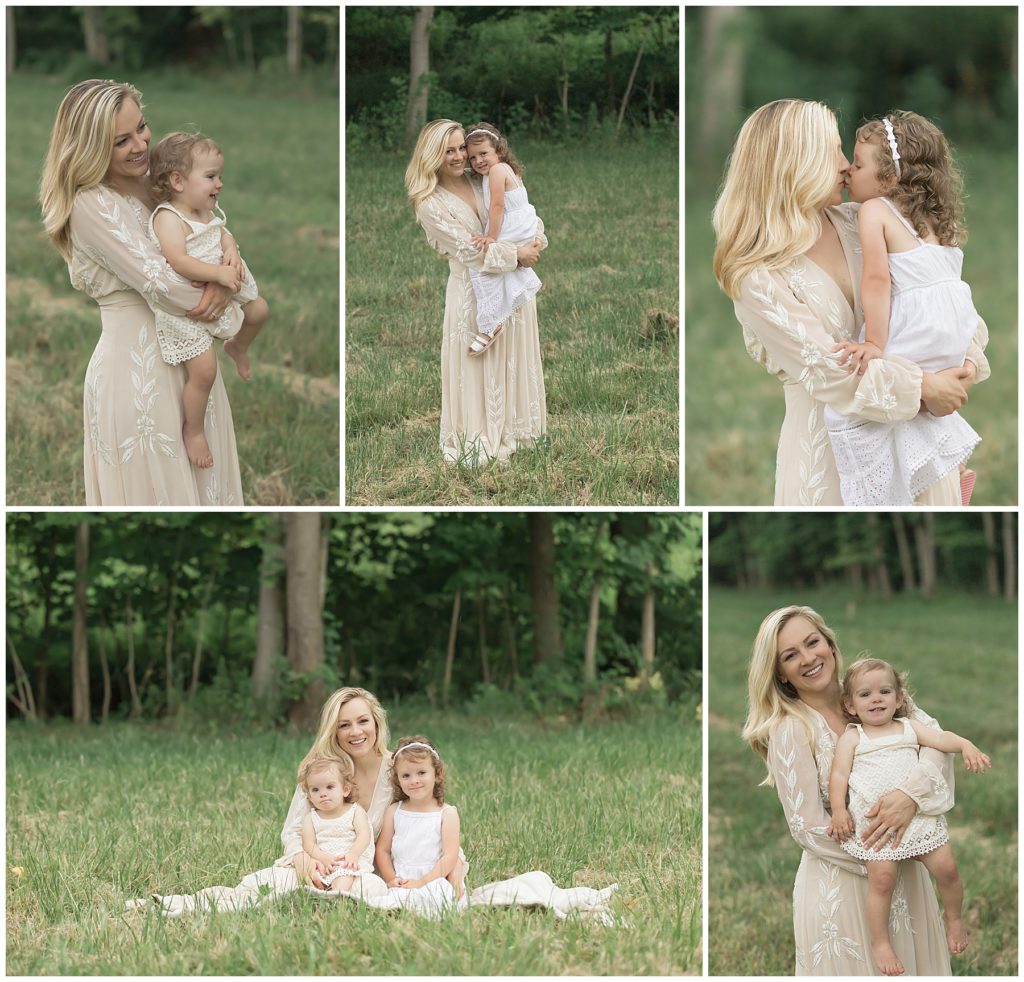 fall family photos pittsburgh styled mother & daughter in field at sunset