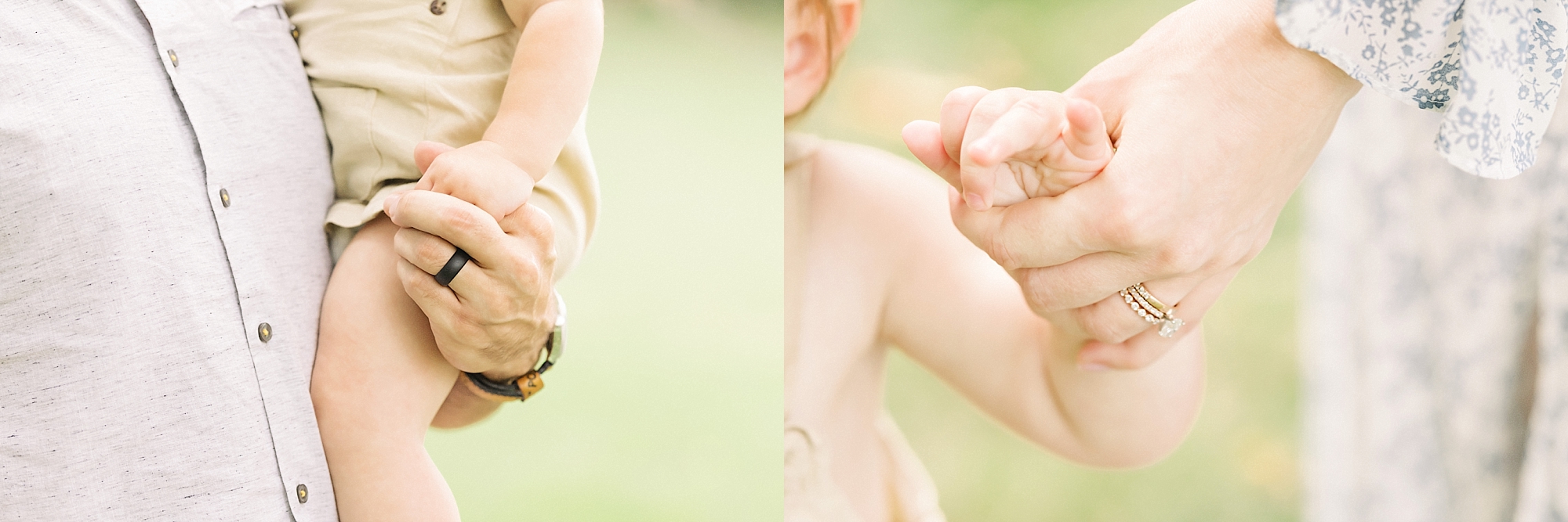 Detail images of parents holding sons hand during family portraits in Pittsburgh area