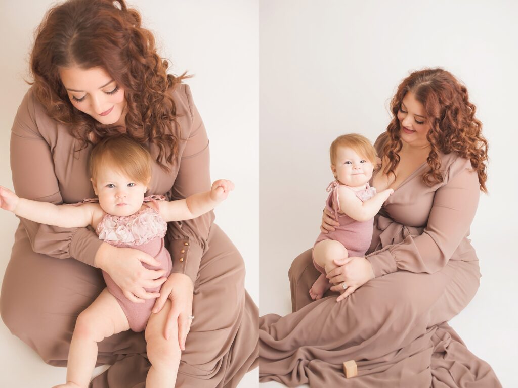 Pittsburgh one year old girl and mom in photography studio for milestone photos
