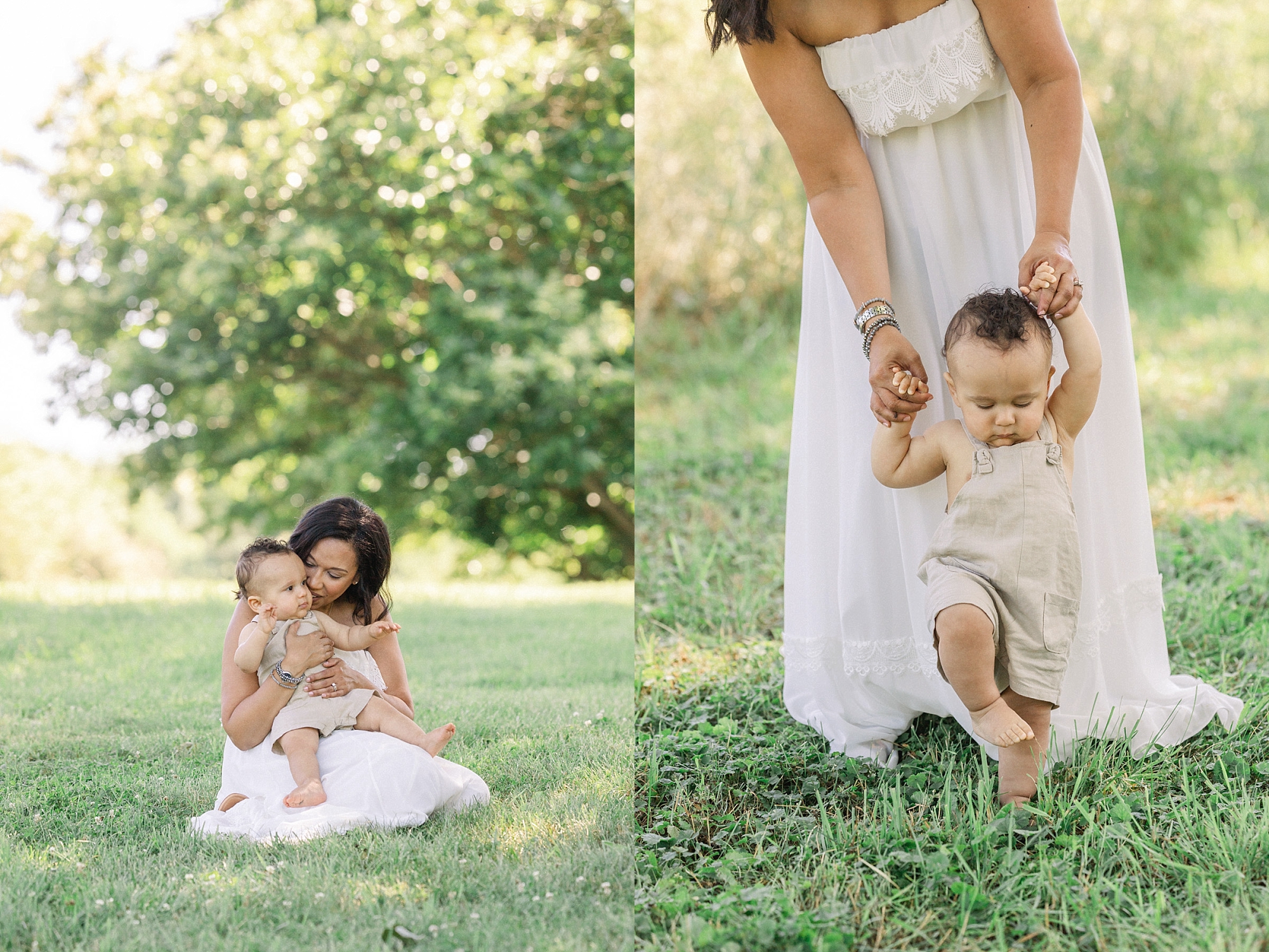 Sewickley mom and baby during family portraits outside