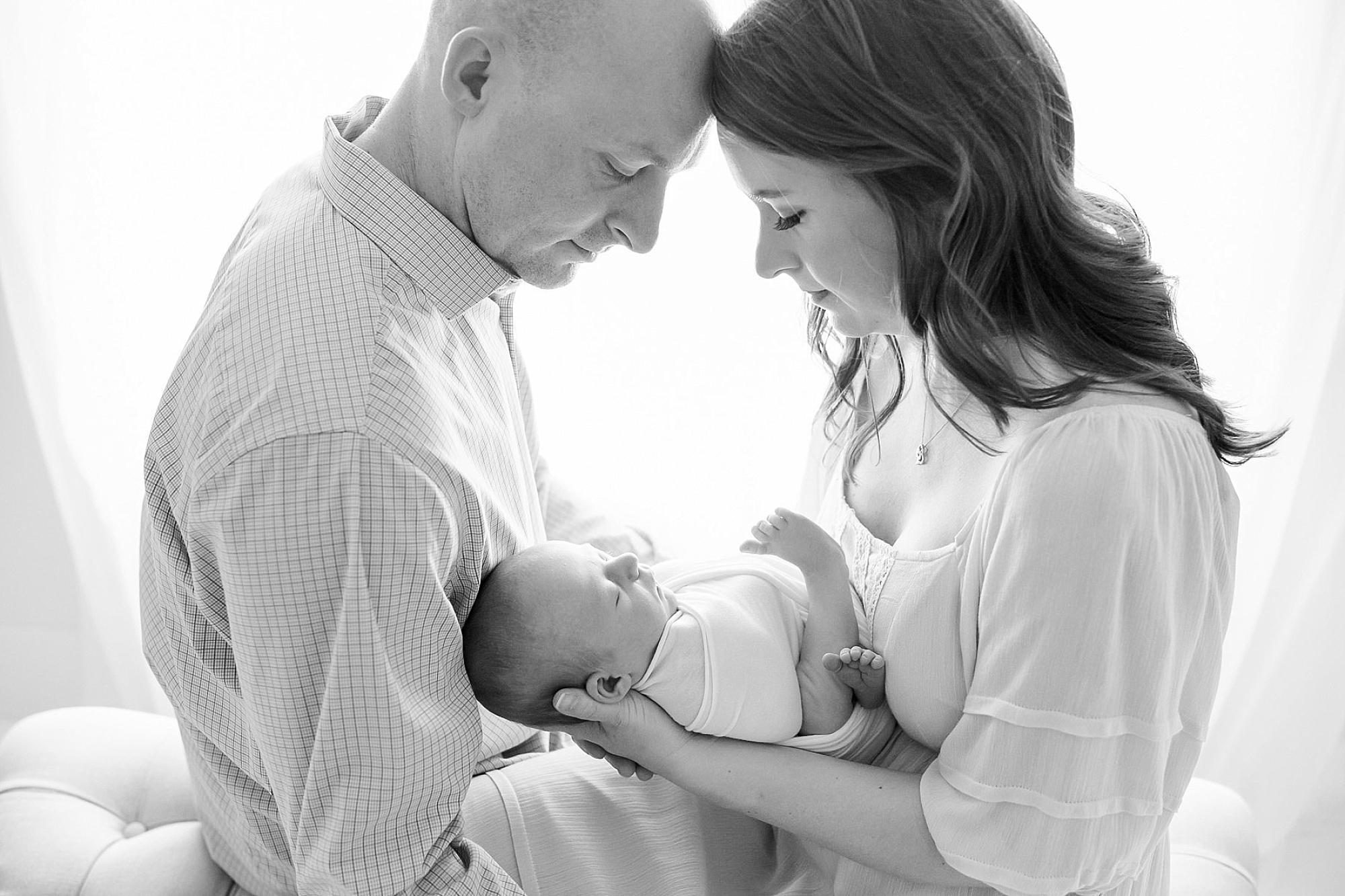 black and white newborn pictures taken in Pittsburgh photography studio